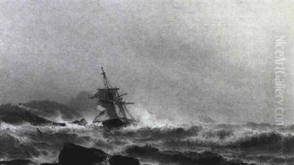 Treacherous Seas Oil Painting by Mauritz F. H. de Haas