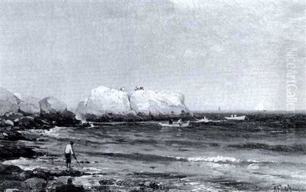 Fishing Off The Coast Oil Painting by Mauritz F. H. de Haas