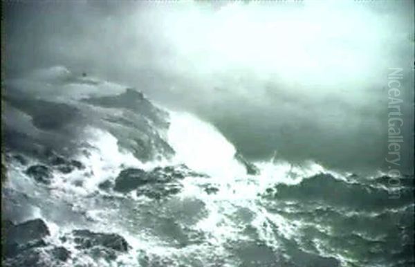 Ship Breaking Up On The Rocks Oil Painting by Mauritz F. H. de Haas