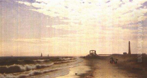 Along The Shore, Fire Island, New York Oil Painting by Mauritz F. H. de Haas