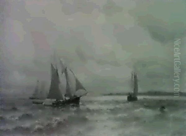 Sailing Off The Coast Oil Painting by Mauritz F. H. de Haas