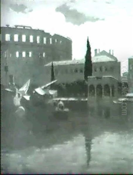 Sudlicher Hafen Oil Painting by Konrad Supanchich Edler von Haberkorn