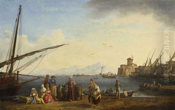 The Port Of Livorno Oil Painting by Jacob Philipp Hackert