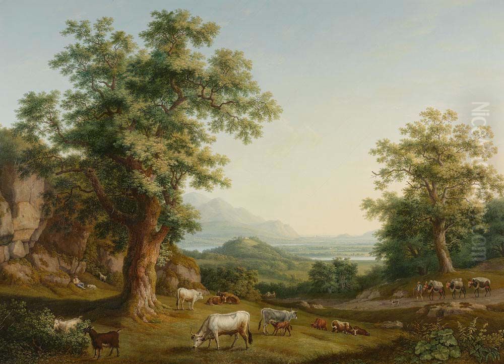 Blick Auf Das Volturnotal In Richtung Capua Oil Painting by Jacob Philipp Hackert