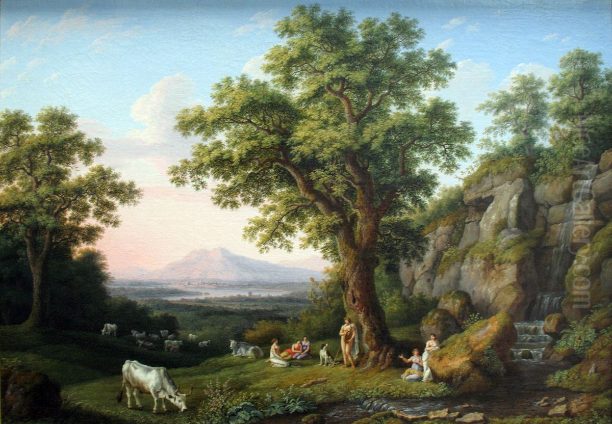 Arkadische Landschaft Oil Painting by Jacob Philipp Hackert