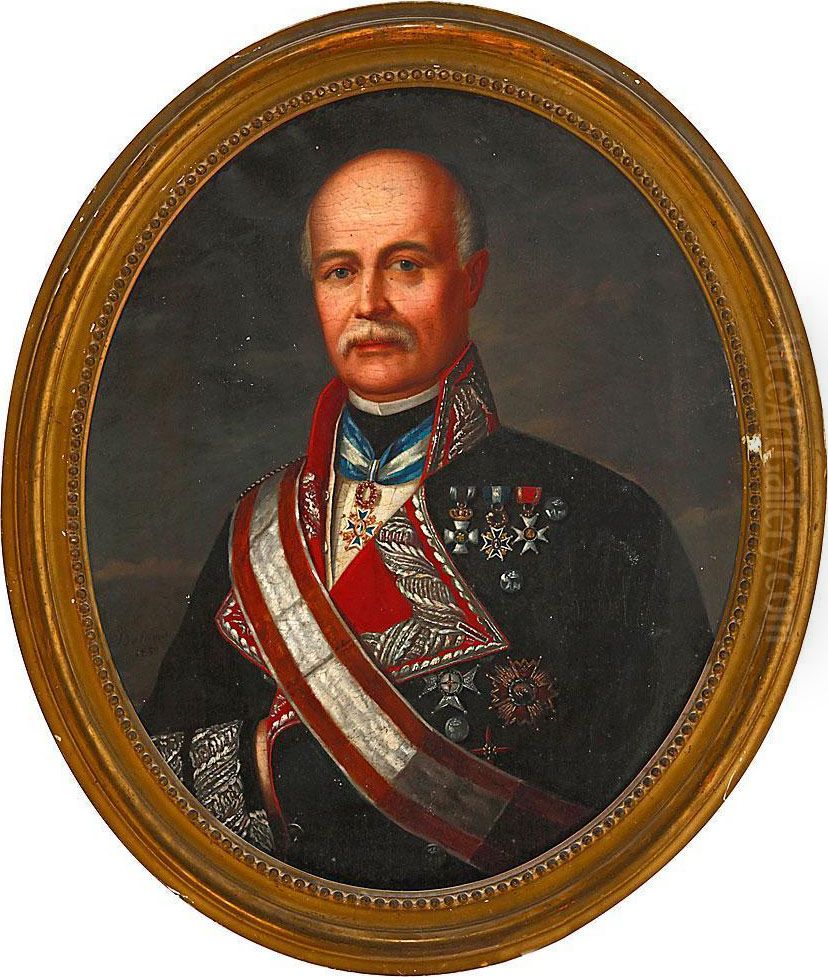 Retrato De Un Oficial Oil Painting by Ricardo Balaca y Canseco