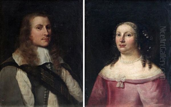 Portraits De Jeune Homme Et De Jeune Femme Oil Painting by Johan van Haensbergen