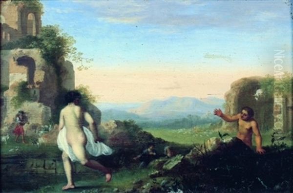 Le Dieu-fleuve Alphee Poursuivant Arethuse Oil Painting by Johan van Haensbergen