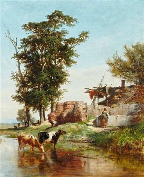 El Charco De La Montana De Principe Pio (madrid) Oil Painting by Carlos de Haes