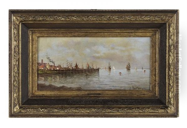 Seascape Harbor Oil Painting by Carlos de Haes