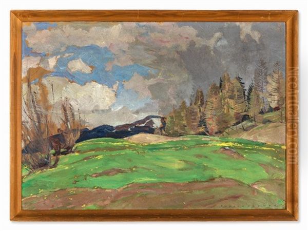 Early Spring In Trins Oil Painting by Rudolf Hafner