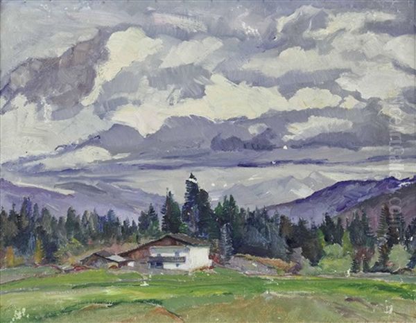 Fruhjahrsstimmung Aus Gschnitz, Tirol Oil Painting by Rudolf Hafner