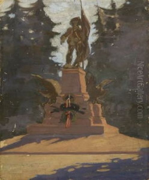 Andreas Hofer Denkmal Am Berg Bei Isel Oil Painting by Rudolf Hafner