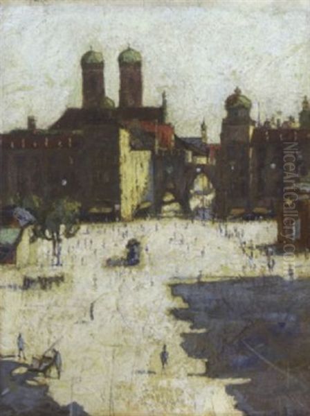 Munchen - Karlsplatz Mit Karlstor Oil Painting by Rudolf Hafner