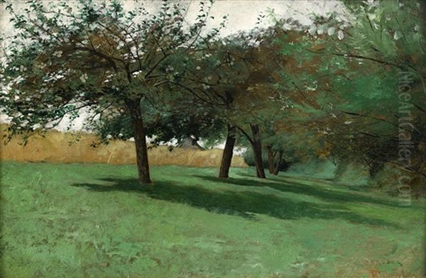 Fransk Frukttradgard Oil Painting by August Vilhelm Nikolaus Hagborg