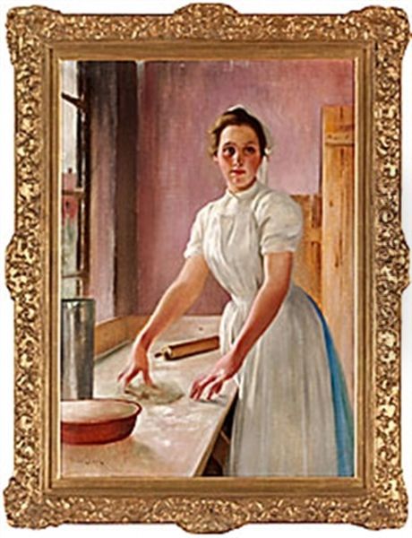 I Bageriet Oil Painting by August Vilhelm Nikolaus Hagborg