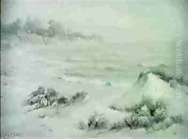 Sand Dunes Along The Coast Oil Painting by Nels Hagerup