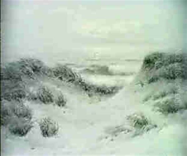 Seascape And Sunset Oil Painting by Nels Hagerup