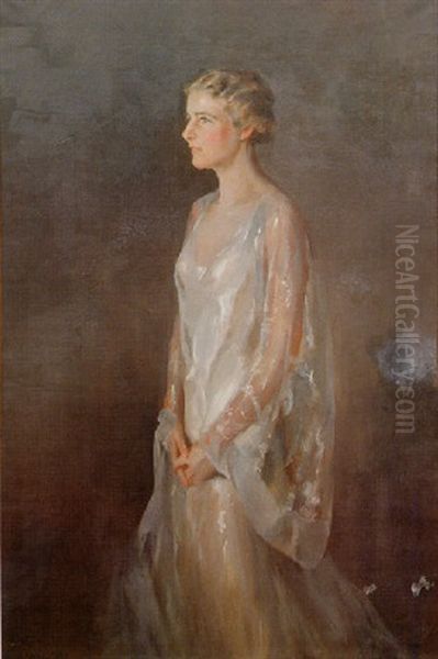 Portrait Of Ellen H. Farnsworth Loomis Of Dedham, Mass Oil Painting by Ben Ali Haggin