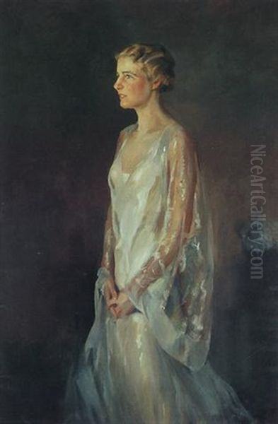 Portrait Of Ellen H. Farnsworth Loomis Of Dedham, Ma Oil Painting by Ben Ali Haggin