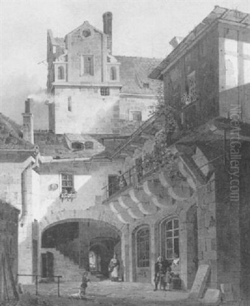 Im Hof Oil Painting by Gustav Adolphe Hahn