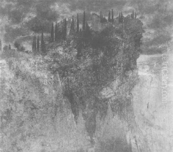 Blick Auf Burg Arco Am Gardasee Oil Painting by Karl Haider