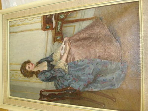 Elegant Lady Day-dreaming Oil Painting by Charles Haigh-Wood