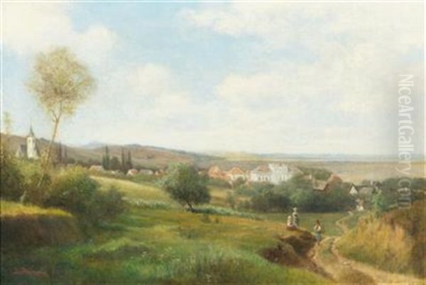 View Of Zeiselmauer-wolfpassing Near Tulln Oil Painting by Ludwig Halauska