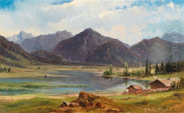The Plansee In Tyrol Oil Painting by Ludwig Halauska