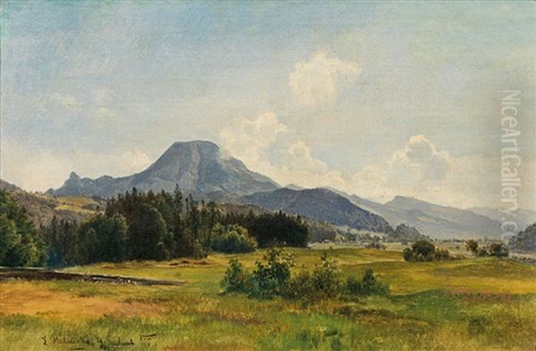 View Of Salzburg With Gaisberg And Nockstein Oil Painting by Ludwig Halauska