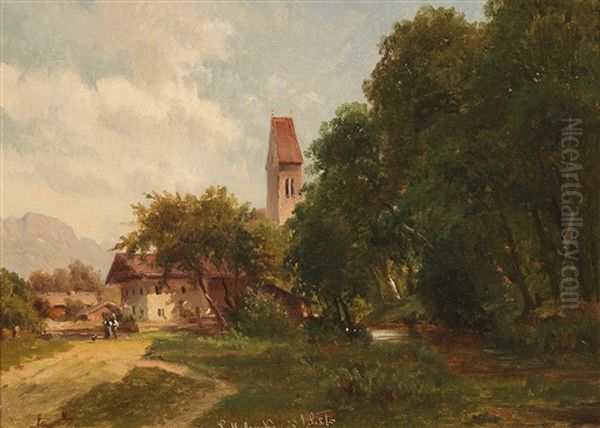 Motif From The Unterinntal Oil Painting by Ludwig Halauska