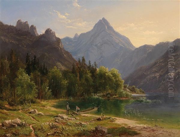 Scene Of The Salzkammergut Oil Painting by Ludwig Halauska