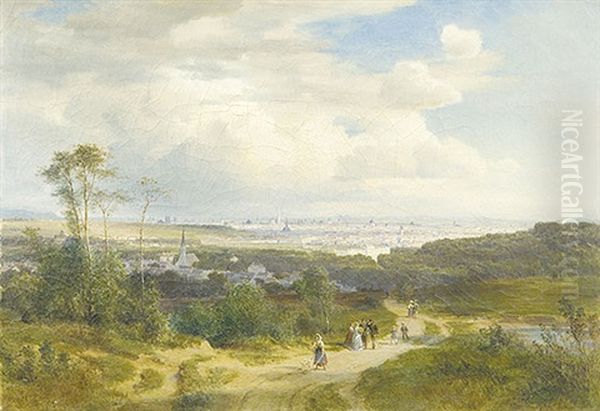 Fernsicht Nach Wien Von Der Anhohe Oil Painting by Ludwig Halauska