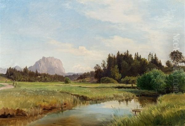 Gebirgslandschaft Oil Painting by Ludwig Halauska
