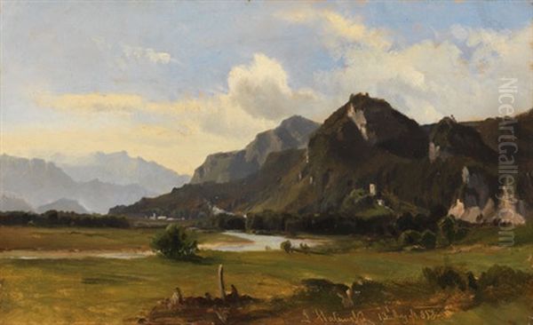 Landschaft Bei Flintsbach Am Inn Oil Painting by Ludwig Halauska