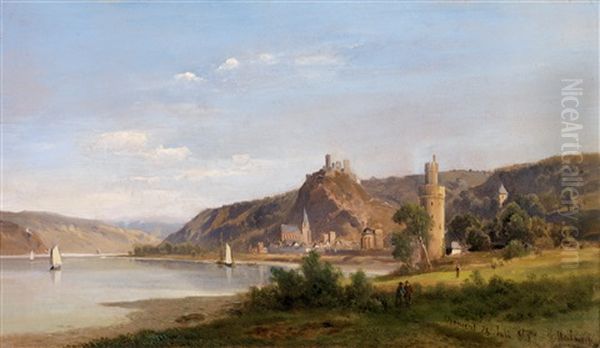Blick Auf Oberwesel Am Rhein Oil Painting by Ludwig Halauska