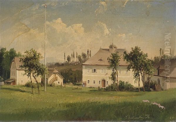 Am Land, Blick Auf Einen Gutshof Oil Painting by Ludwig Halauska