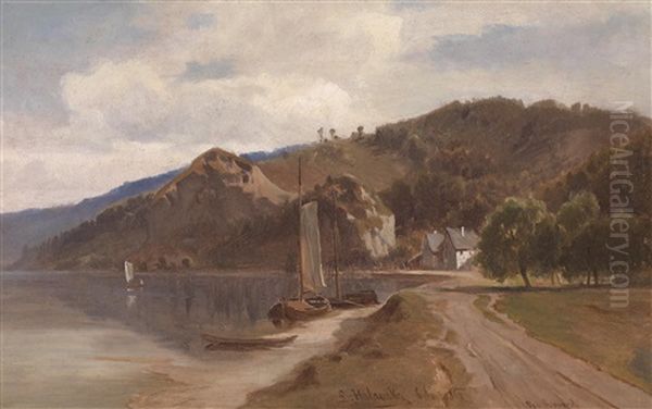 Bei Boppard Oil Painting by Ludwig Halauska