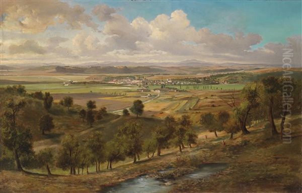 Blick Auf Tulln, Vom Riederberg Aus Gesehen Oil Painting by Ludwig Halauska
