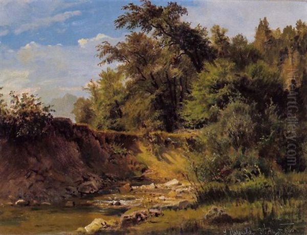 Sonniges Bachufer Oil Painting by Ludwig Halauska