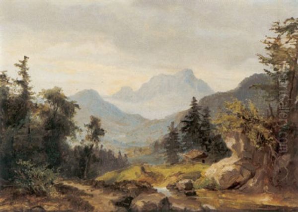 Blick Auf Den Schafberg Oil Painting by Ludwig Halauska