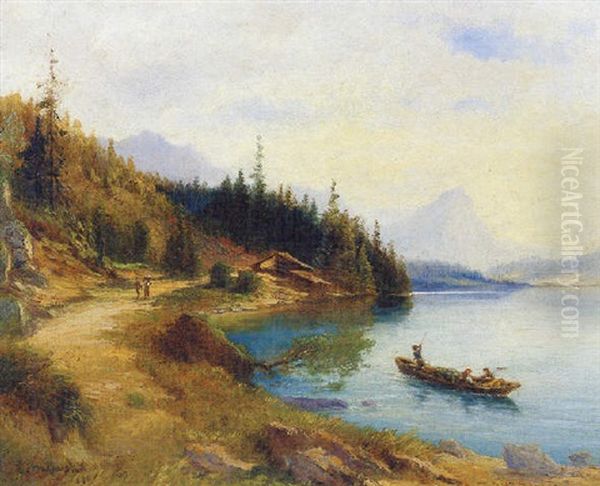 Attersee Oil Painting by Ludwig Halauska