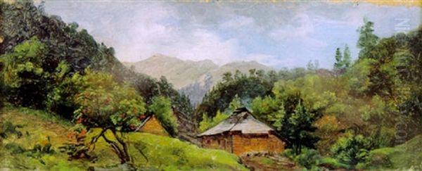Idyllische Gebirgslandschaft Oil Painting by Ludwig Halauska