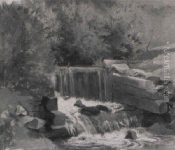 Bachlandschaft Oil Painting by Ludwig Halauska