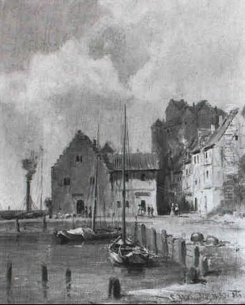 Lindau Am Bodensee Oil Painting by Ludwig Halauska