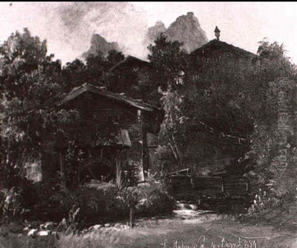 Muhle Beim Gebirgsbauernhof Oil Painting by Ludwig Halauska