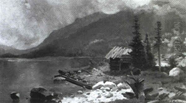 Gewitter Uber Einem Gebirgssee Oil Painting by Ludwig Halauska