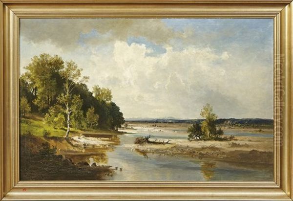 Landschaft An Der Isar Oil Painting by Fritz Halberg-Krauss