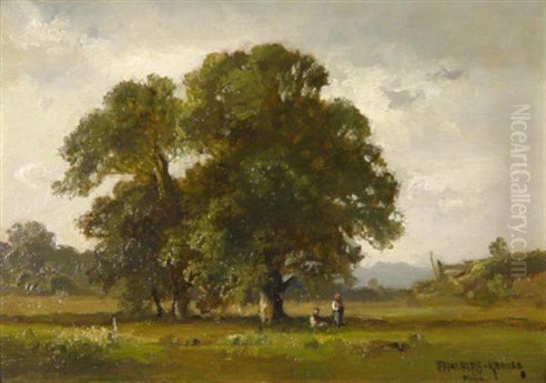 Rastendes Paar In Landschaft Oil Painting by Fritz Halberg-Krauss