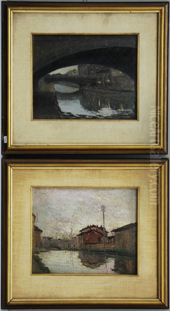 Vedute Dei Navigli Oil Painting by Guglielmo Baldassini